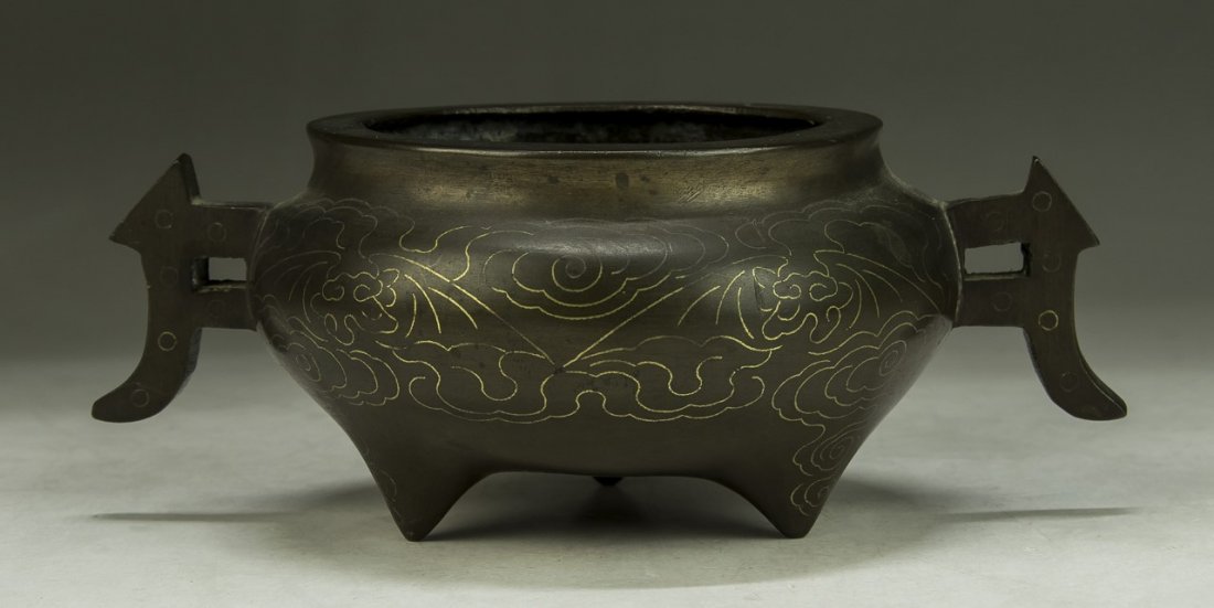 A Chinese Antique Bronze Handled Censer (1 of 5)