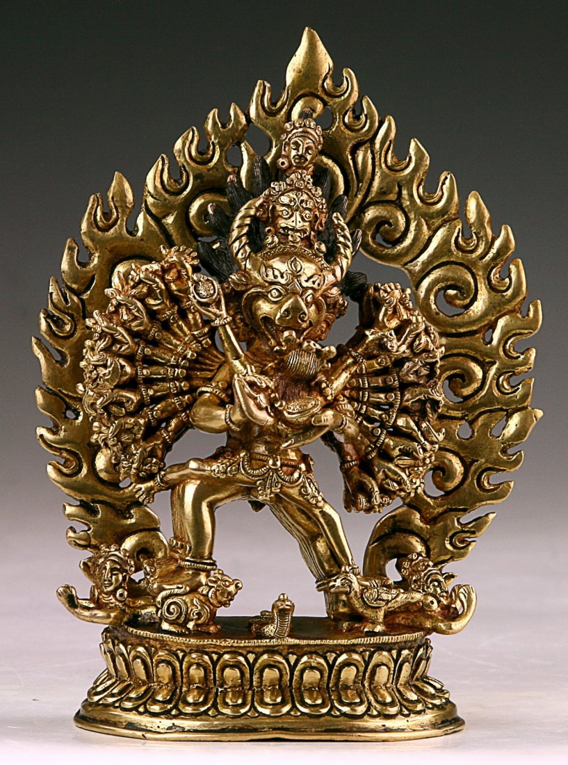 A Tibetan Gilt Bronze Figure Of Vajrabhairava Yamantaka (1 of 4)