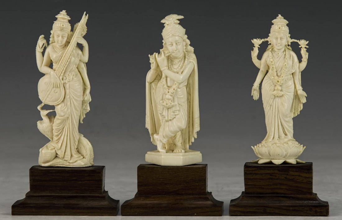 Three (3) Indian Antique Ivory Carved Figures (1 of 3)