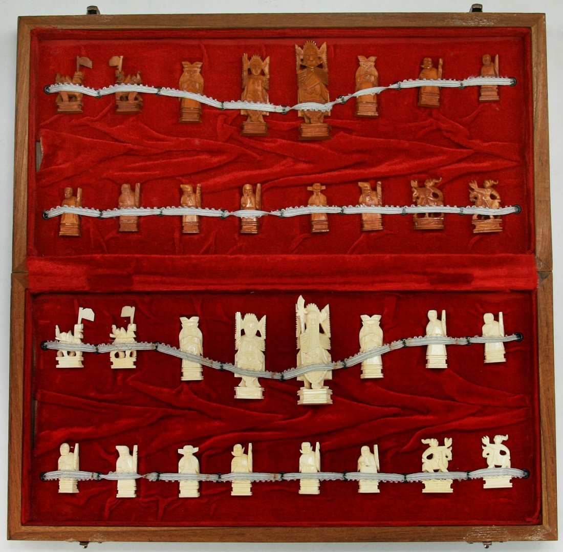 A Complete Set of Chinese Carved Ivory Chess (1 of 4)