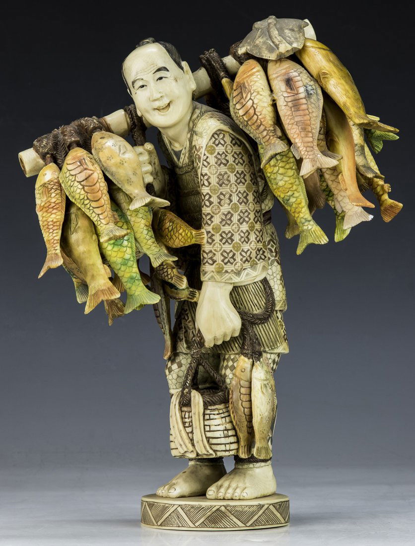 A Japanese Antique Polychrome Ivory Carved Figure (1 of 7)