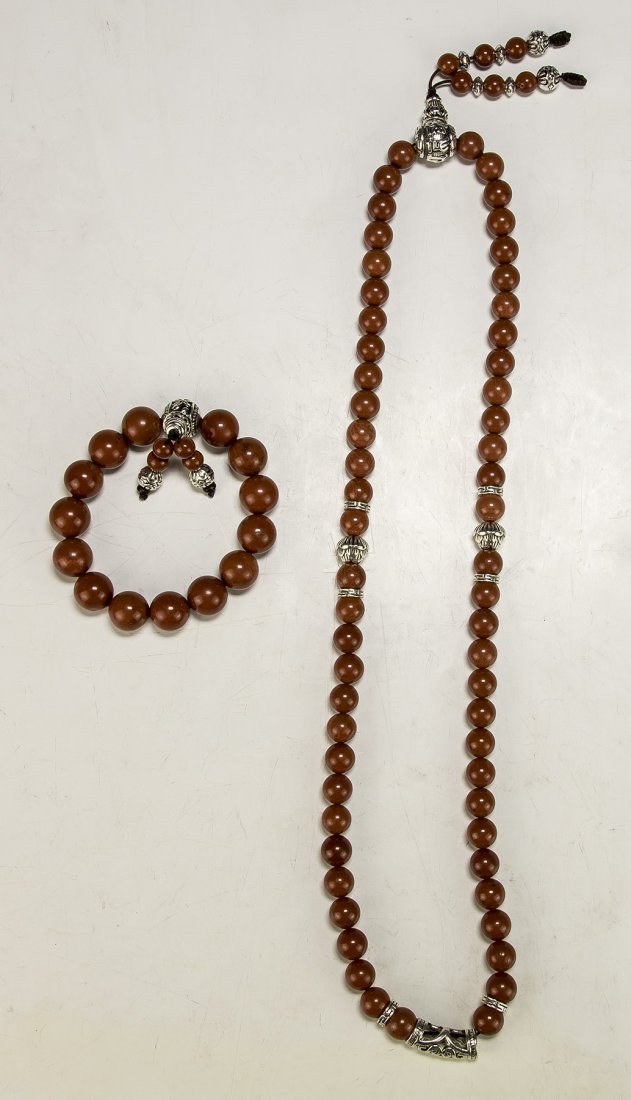 Two (2) YUNAN Carnelian Agate Beaded Necklace & (1 of 2)