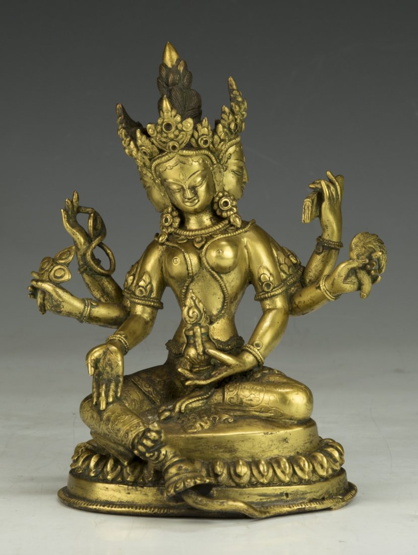 A Tibetan Antique Gilt Bronze Vasudhara (1 of 4)