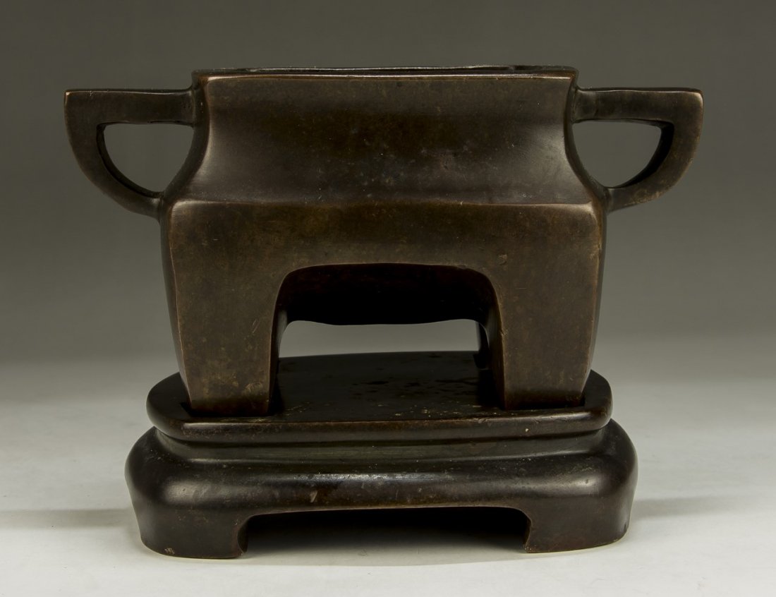 A Chinese Antique Bronze Censer With Stand (1 of 6)