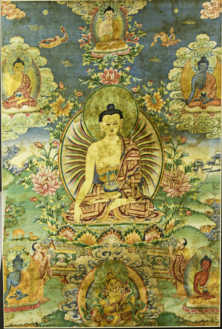 A Framed Tibetan Embroidered Thangka (1 of 2)