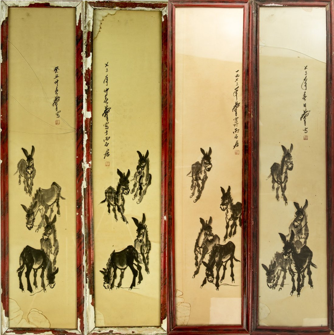 Four (4) Chinese Framed Paper Paintings (1 of 5)