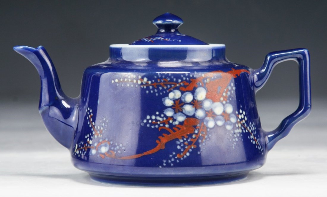 A Chinese Antique Blue Glazed Porcelain Teapot (1 of 4)