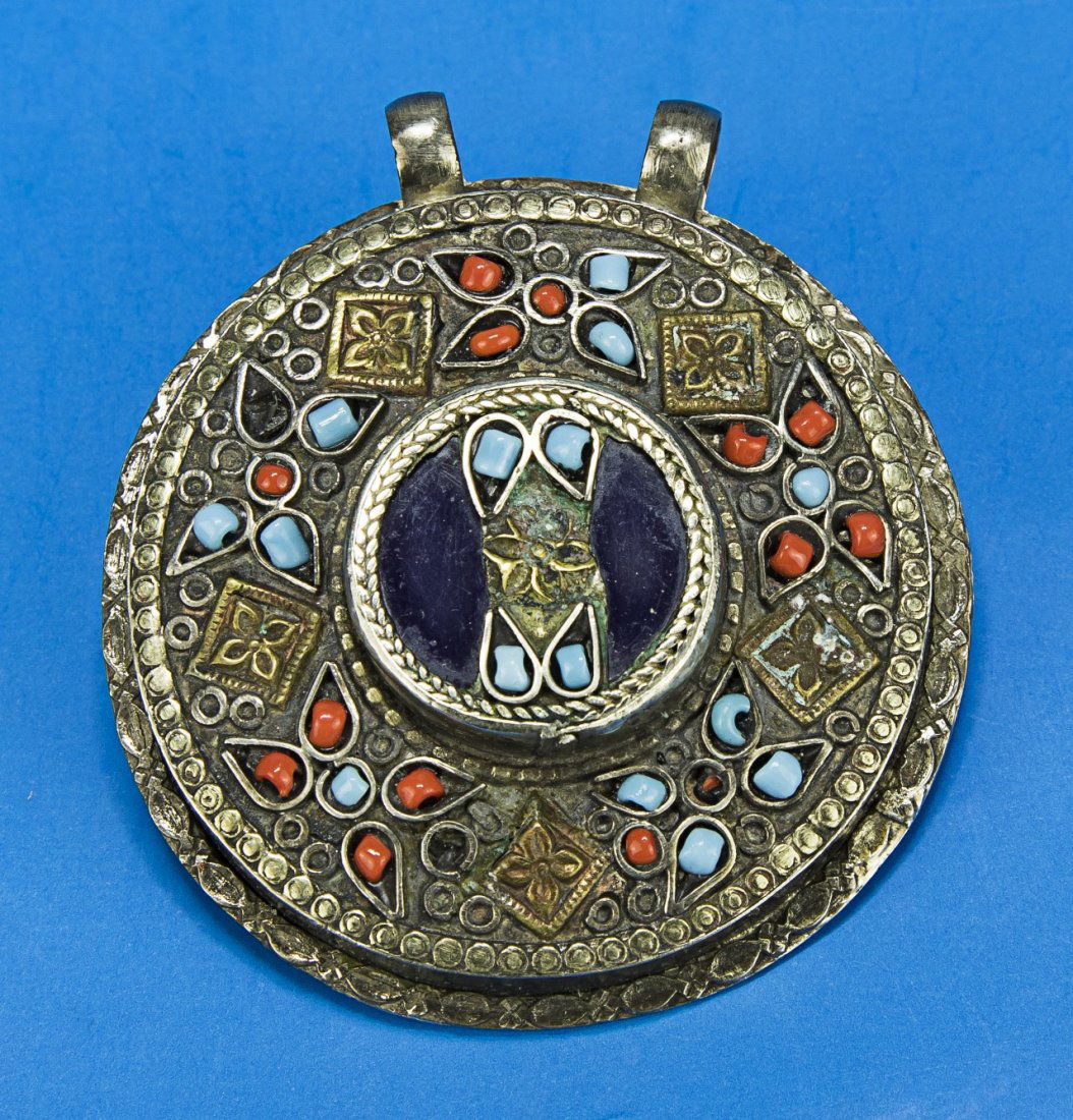 A Tibetan Style Mixed Metal & Stone Pendant (1 of 2)