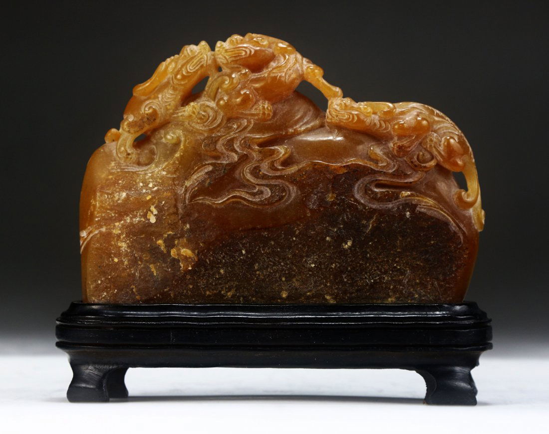 A Chinese Soapstone Carved Figure Group (1 of 3)