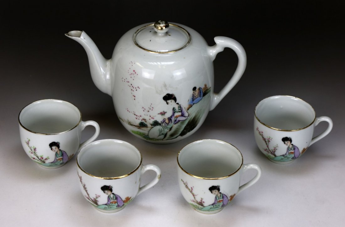 Five (5) Chinese Famille Rose Porcelain Teapot & Cup (1 of 4)