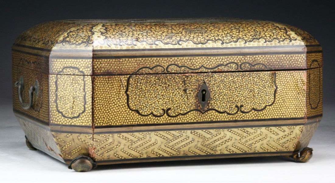 A Chinese Antique Gilt Lacquer On Wood Sewing Box (1 of 5)