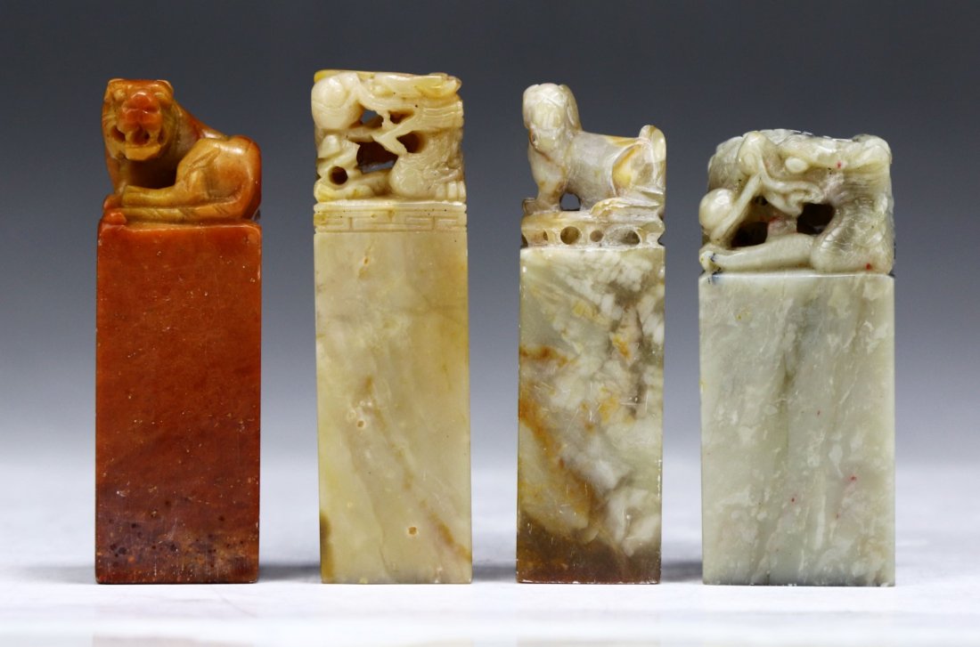Four (4) Soapstone Carved Seals: Four (4) Soapstone Carved Seals; Size: H: 2-3/4" (biggest)