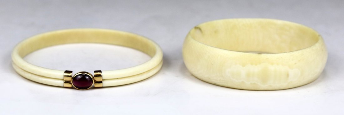 Two (2) Chinese Antique Ivory Carved Bangles (1 of 4)