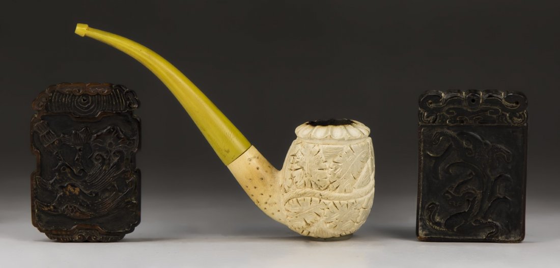 Three (3) Meerschaum Pipe & Horn Plaques (1 of 2)