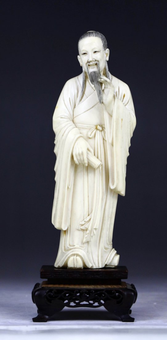 A Fine Chinese Antique Ivory Carved Confucius (1 of 4)