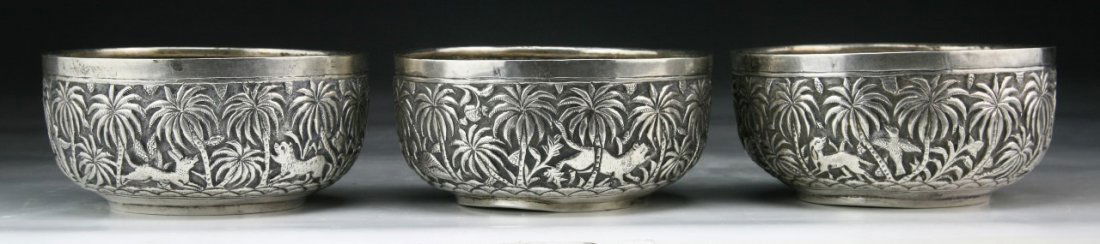 Three (3) Chinese Antique EXPORT Silver Bowls (1 of 4)