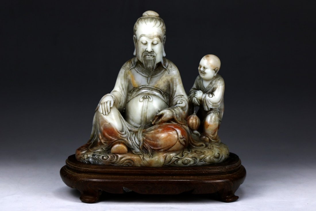 A Fine Chinese Shoushan Soapstone Figure Group (1 of 3)