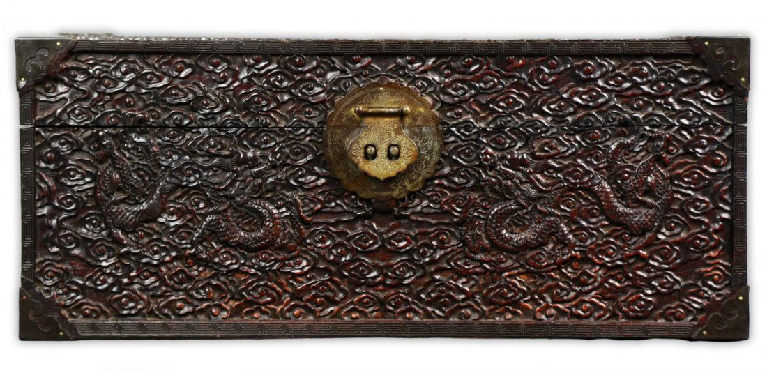 A Fine Chinese Antique Rosewood Dragon Chest (1 of 4)