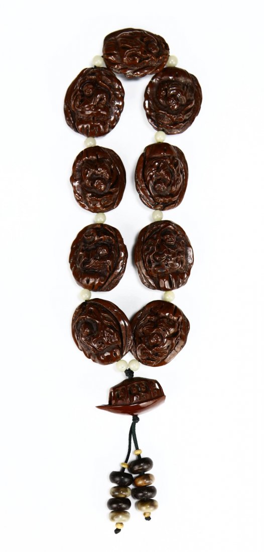 A Chinese Nut Carved Beaded Bracelet (1 of 1)