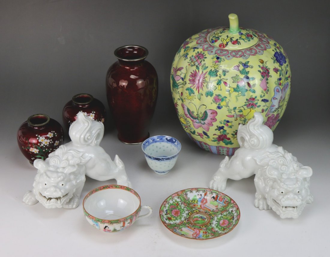 Nine (9) Mixed Chinese & Japanese Porcelain & Cloisonne (1 of 1)