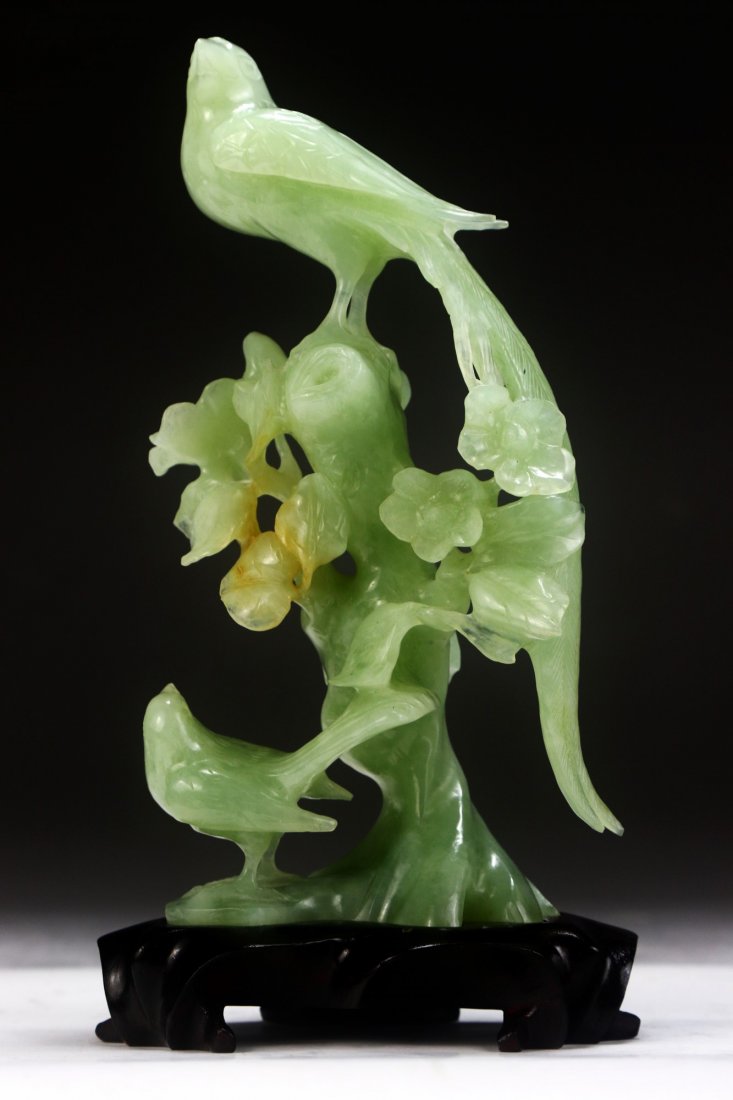 A Chinese Serpentine Jade Bird Group (1 of 4)