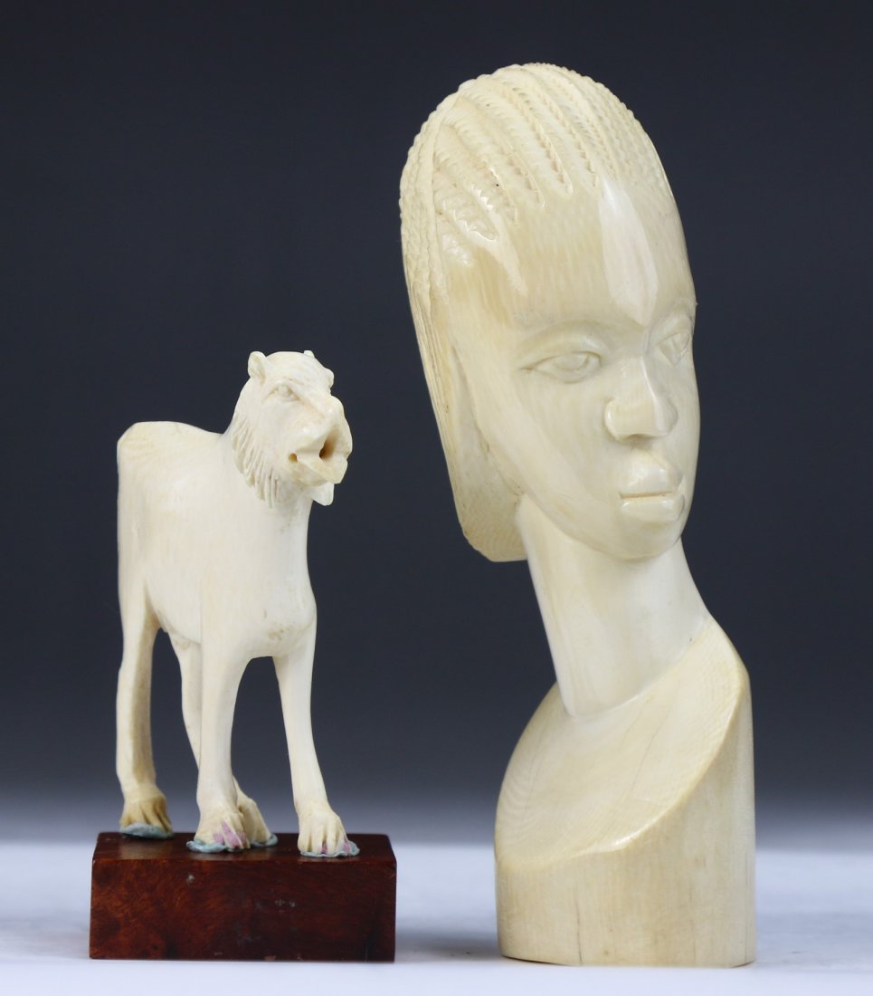 Two (2) African Antique Ivory Carved Figures