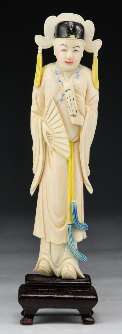 A Chinese Antique Polychrome Ivory Carved Figure (1 of 3)