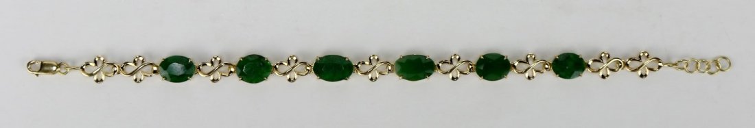 A Natural Dark Green Jadeite Bracelet, 18K Gold (1 of 5)