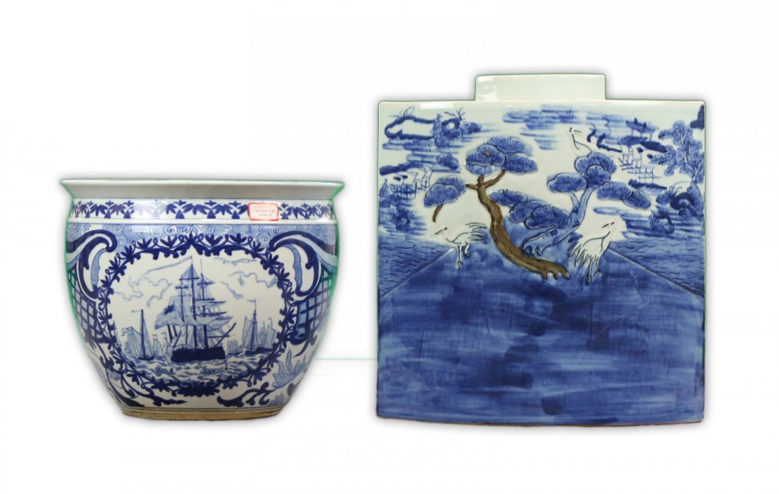 Two (2) Big Chinese Antique Blue & White Porcelain Jars (1 of 3)