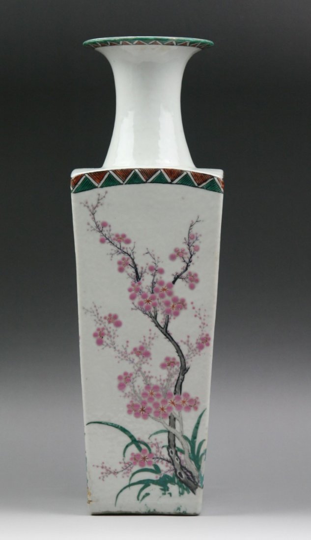 A Chinese Antique Famille Rose Square Porcelain Vase (1 of 4)