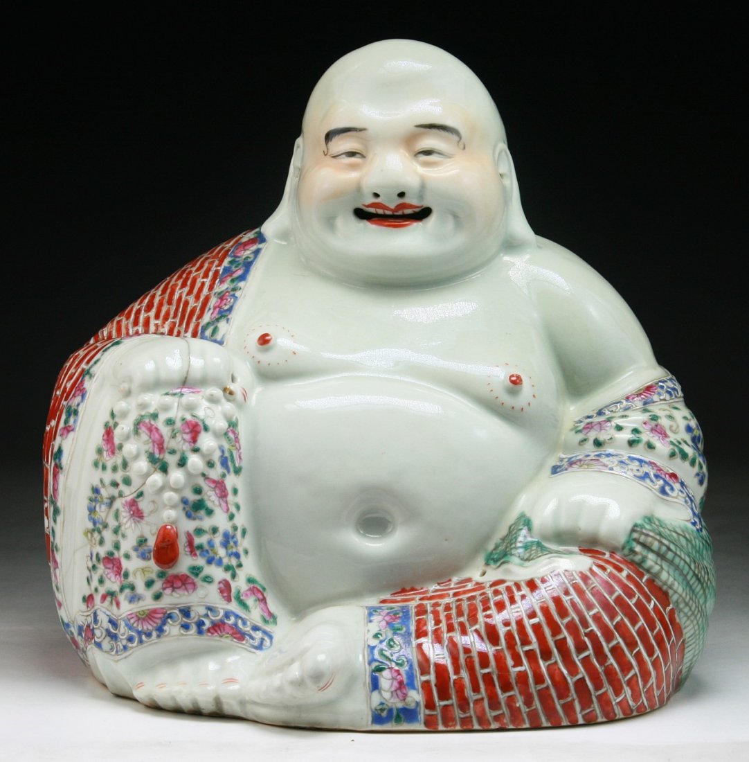 A Chinese Antique Famille Rose Porcelain Buddha (1 of 4)