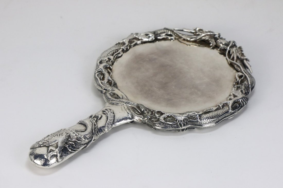 A Fine Chinese Antique Solid Silver Mirror (1 of 3)