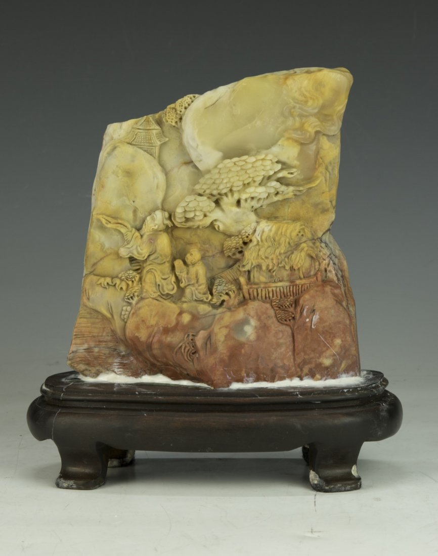 A Chinese Soapstone Carved Mountain (1 of 2)