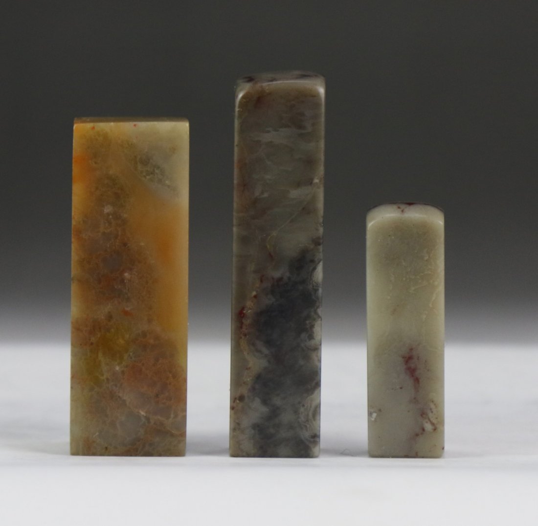 Three (3) Chinese Soapstone Seals: Three (3) Chinese Soapstone Seals; Size: H: 2-3/4" (biggest)
