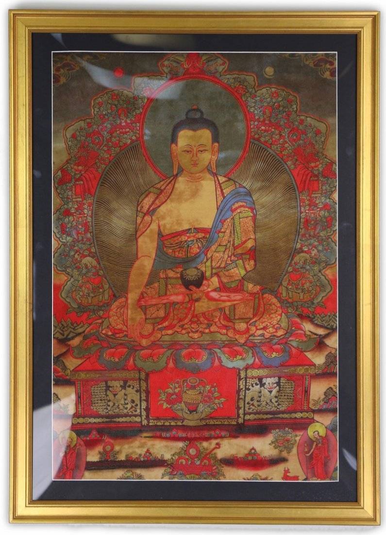 A Framed Tibetan Antique Embroidered Thangka (1 of 2)