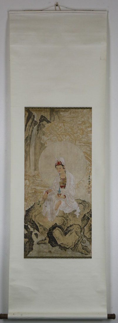 A Chinese Paper Hanging Painting Scroll By Ding, (1 of 4)