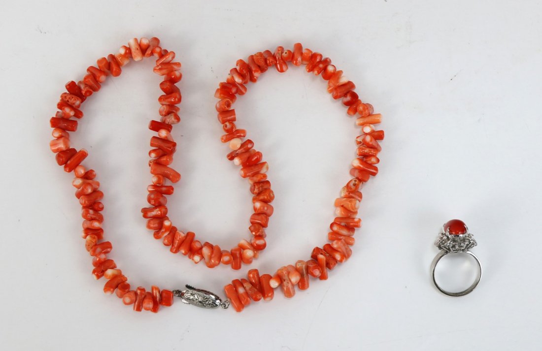 Two (2) Coral Necklace & Ring (1 of 5)