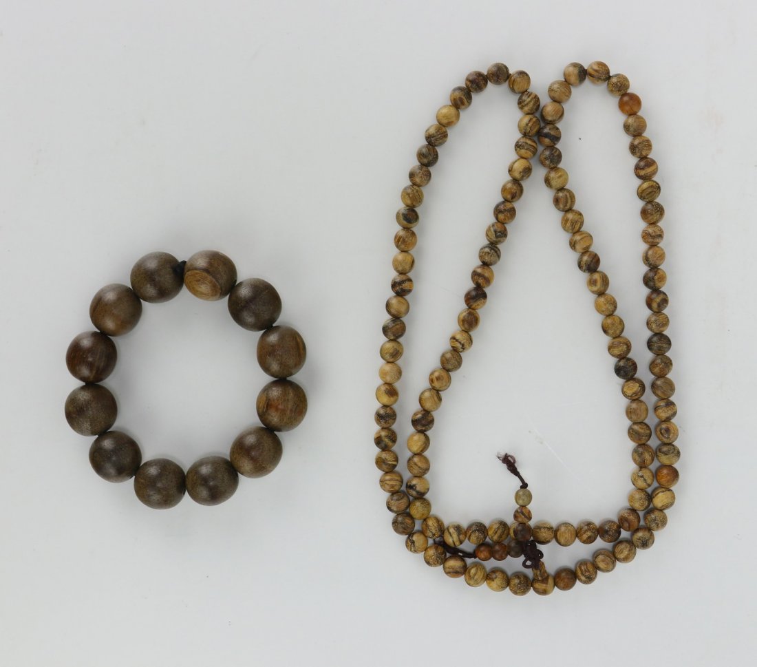 Two (2) Agarwood Beaded Necklace & Bracelet (1 of 1)