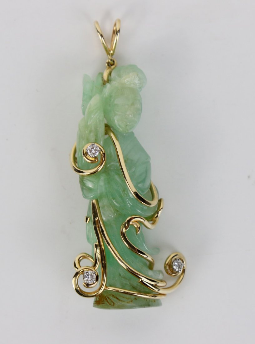 A Jadeite & K Gold Guanyin Pendant (1 of 2)