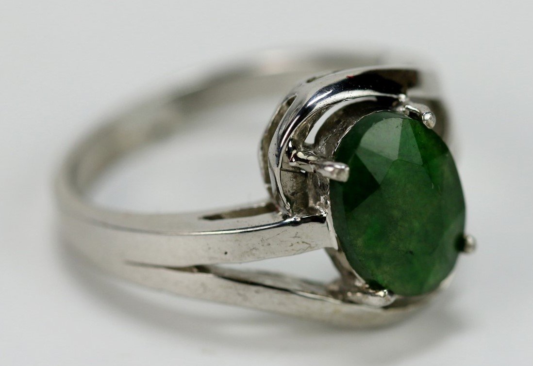 A Dark Green Jadeite Ring, Gilt On Silver (1 of 3)