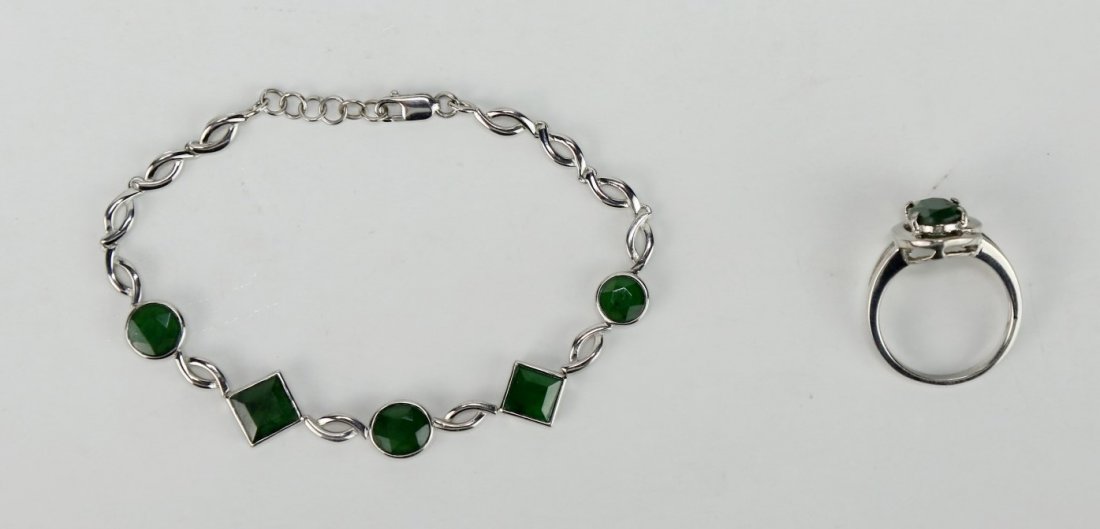 Two (2) Dark Green Jadeite Ring & Bracelet Set (1 of 3)