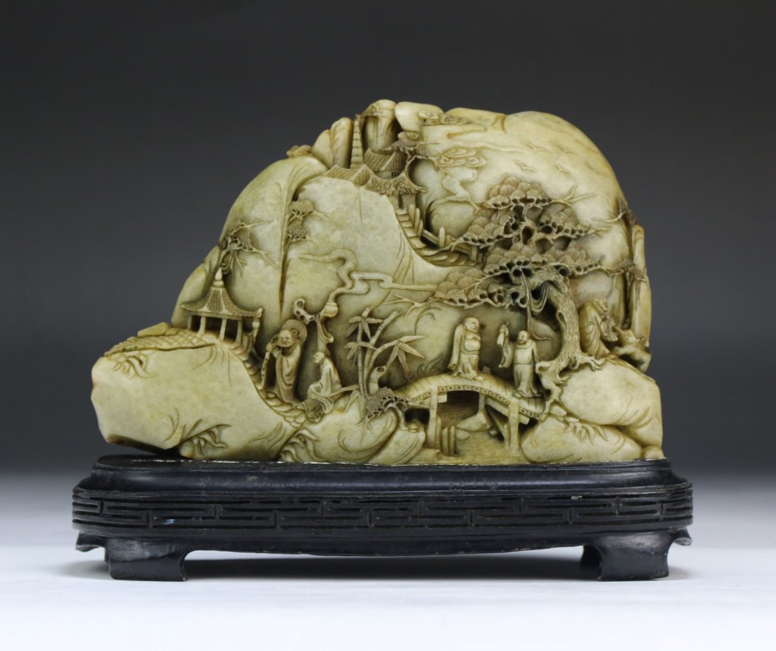 A Chinese Soapstone Carved Mountain Boulder (1 of 5)