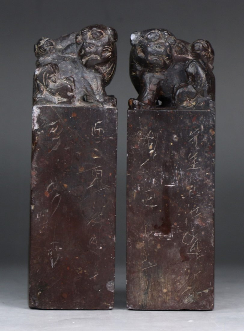 Pair Chinese Soapstone Carved Seals (1 of 3)