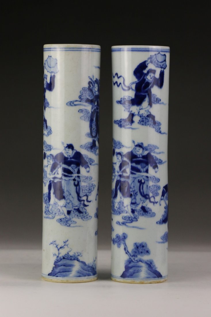 Pair Chinese Blue & White Porcelain Incense Holders (1 of 4)