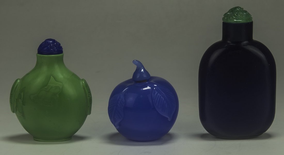 Three (3) Chinese Peking Glass Snuff Bottles (1 of 3)