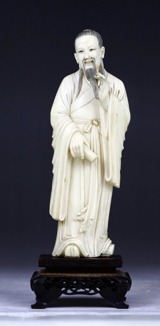 A Fine Chinese Antique Ivory Carved Confucius (1 of 4)