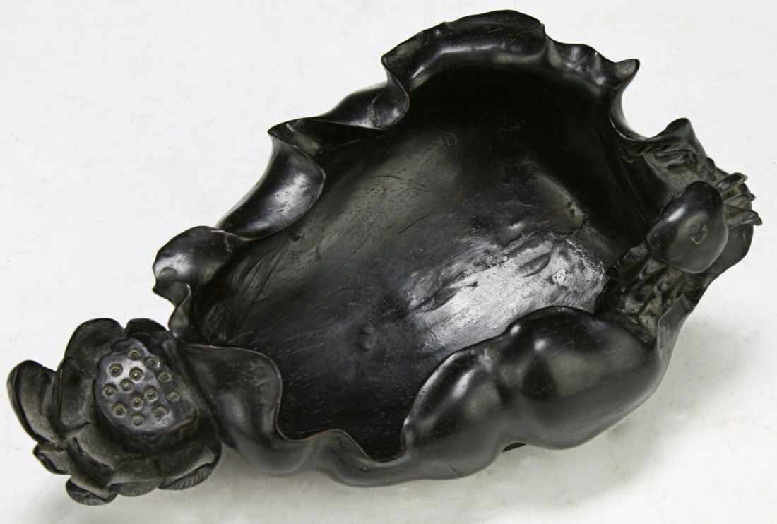 A Chinese Antique Zitan Wood Brush Washer (1 of 2)