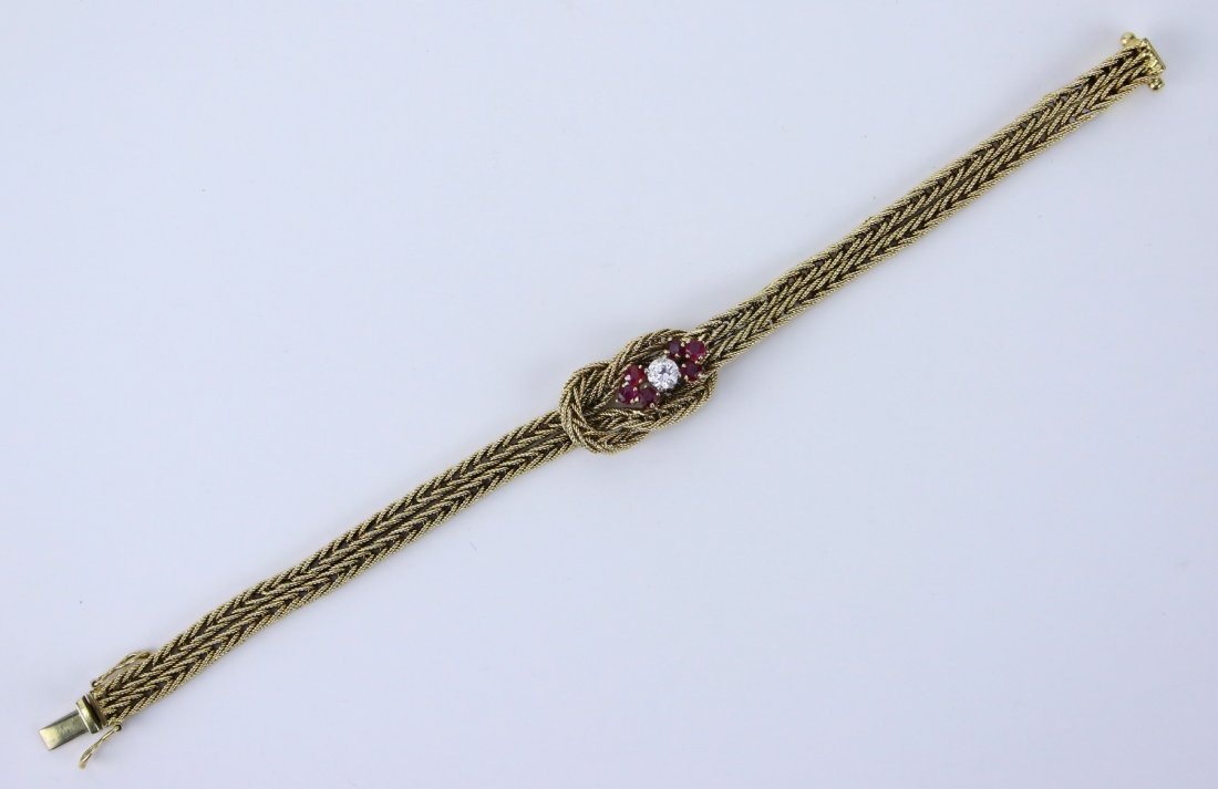 A 14K Gold With Ruby & Diamond Bracelet (1 of 3)