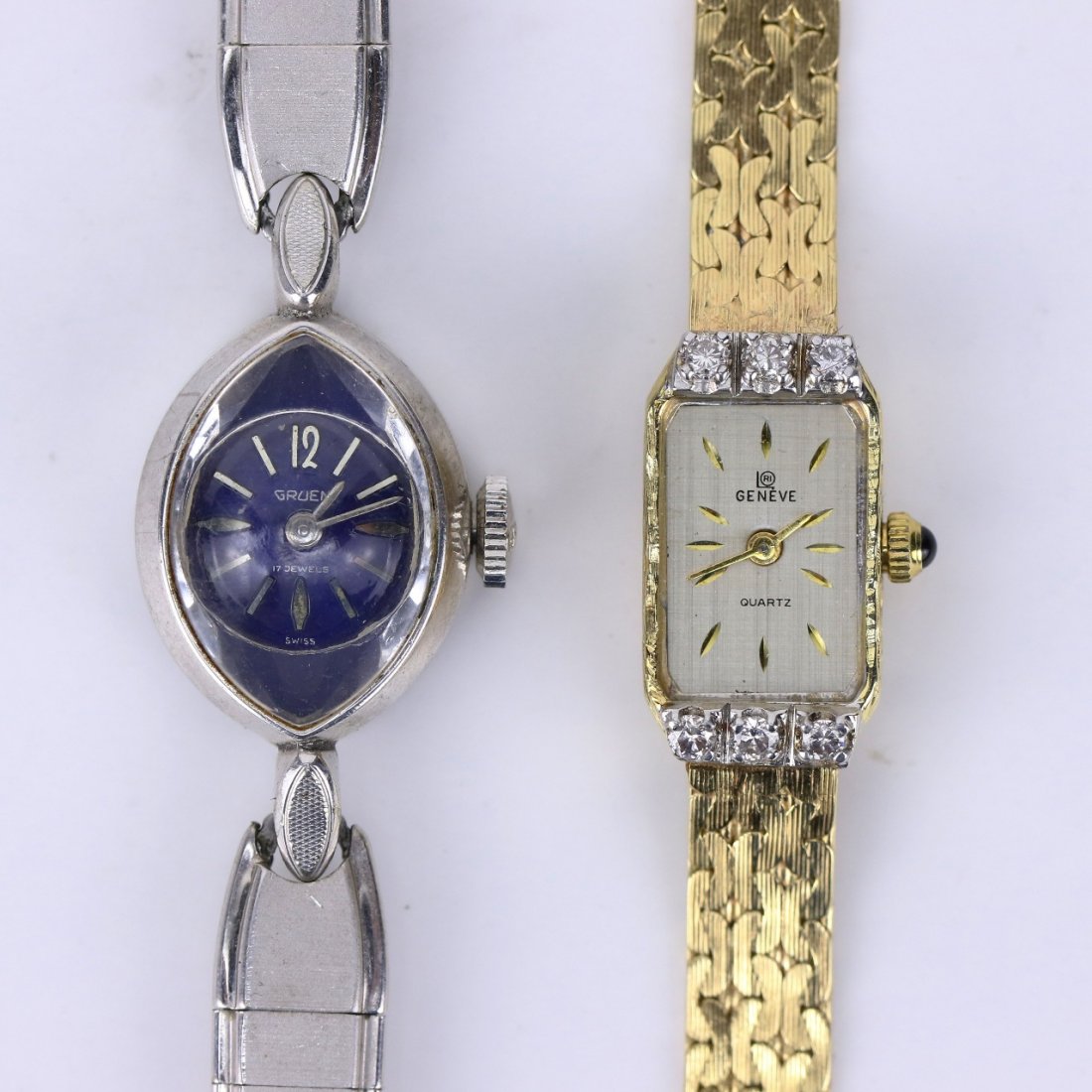 Two (2) Geneve 14K Gold & Gruen 10K White Gold Women (1 of 6)