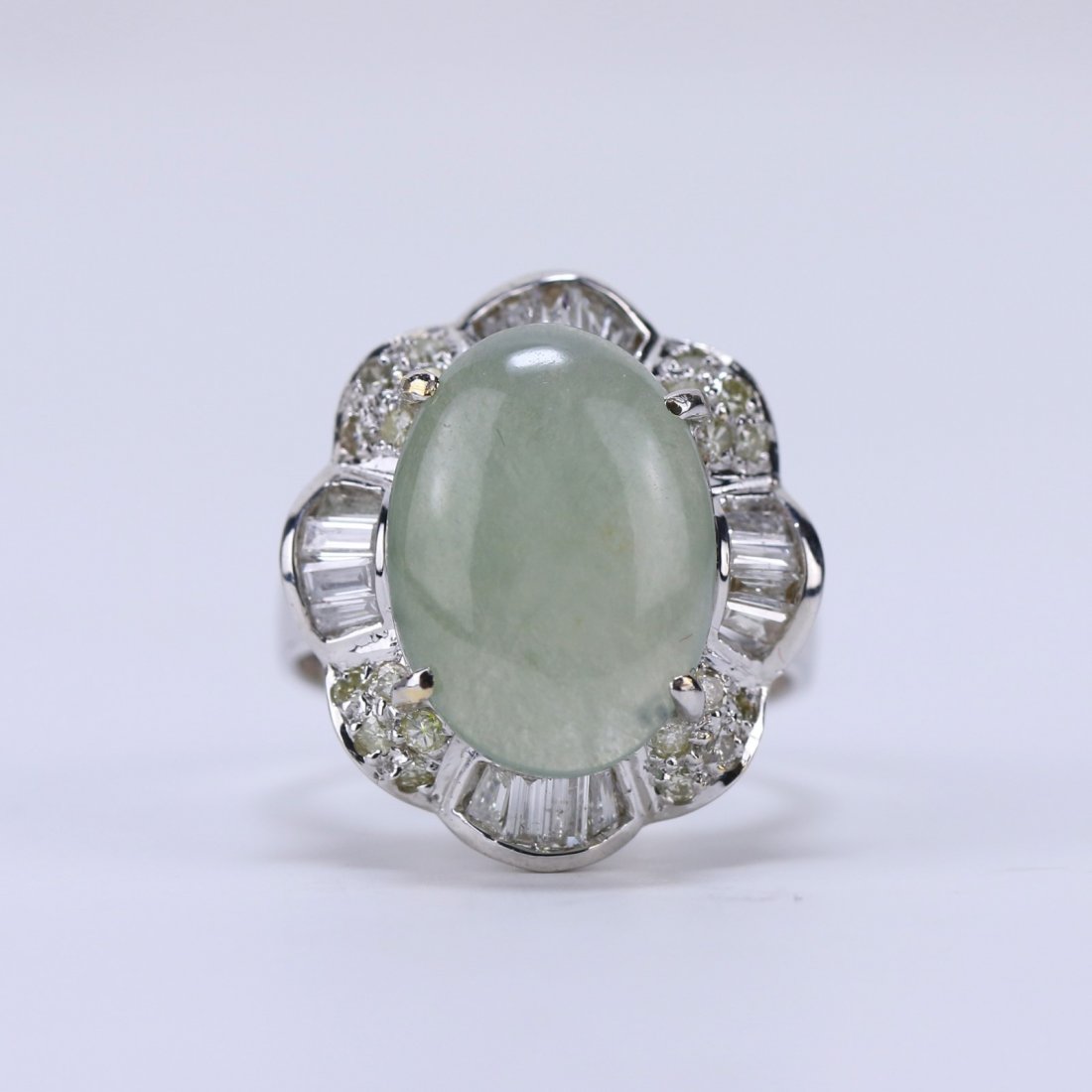 An Icy Jadeite Ring, 18K White Gold With Diamonds (1 of 3)